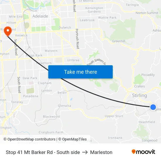 Stop 41 Mt Barker Rd - South side to Marleston map