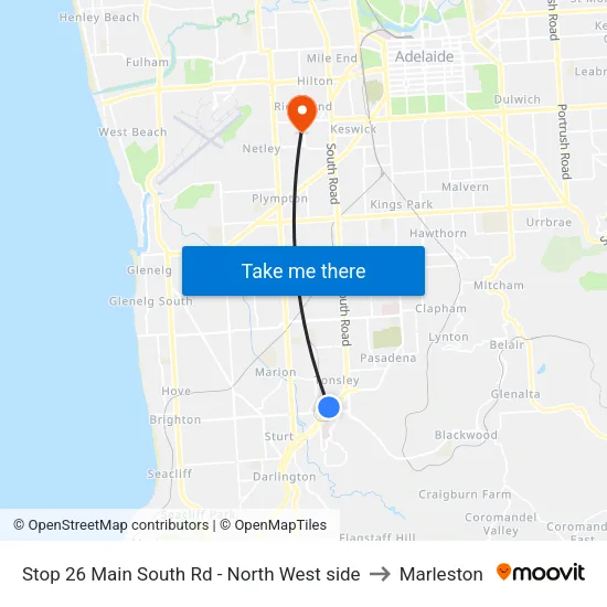 Stop 26 Main South Rd - North West side to Marleston map