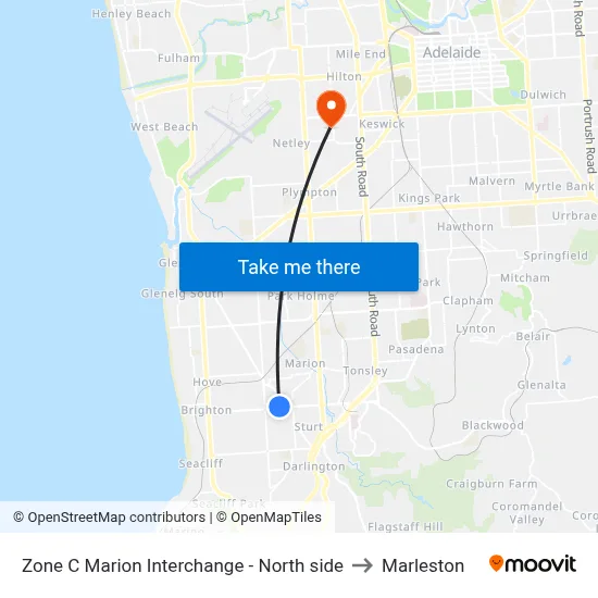 Zone C Marion Interchange - North side to Marleston map
