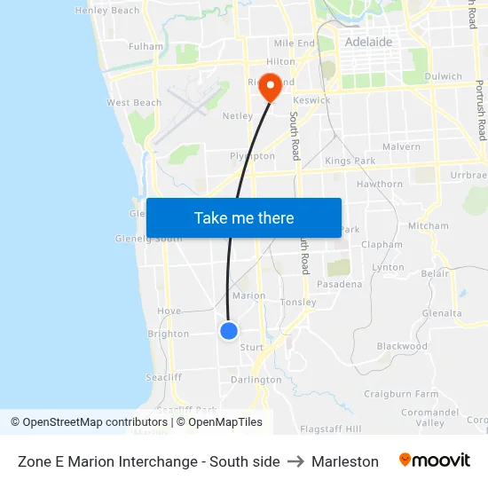 Zone E Marion Interchange - South side to Marleston map