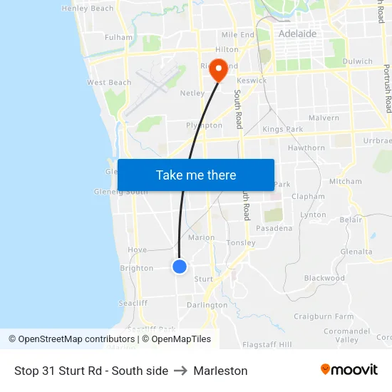 Stop 31 Sturt Rd - South side to Marleston map