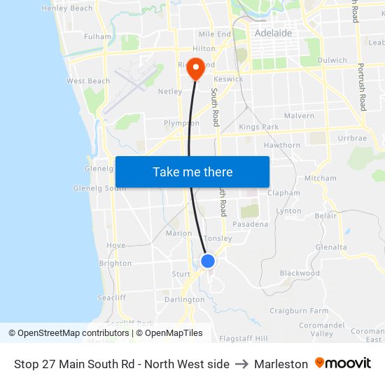 Stop 27 Main South Rd - North West side to Marleston map