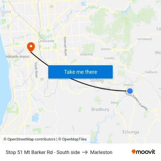 Stop 51 Mt Barker Rd - South side to Marleston map