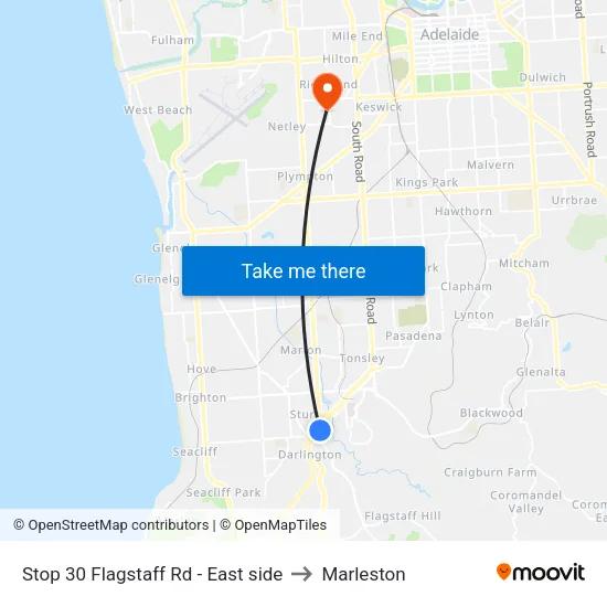 Stop 30 Flagstaff Rd - East side to Marleston map