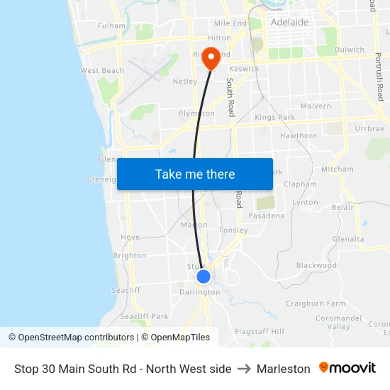 Stop 30 Main South Rd - North West side to Marleston map