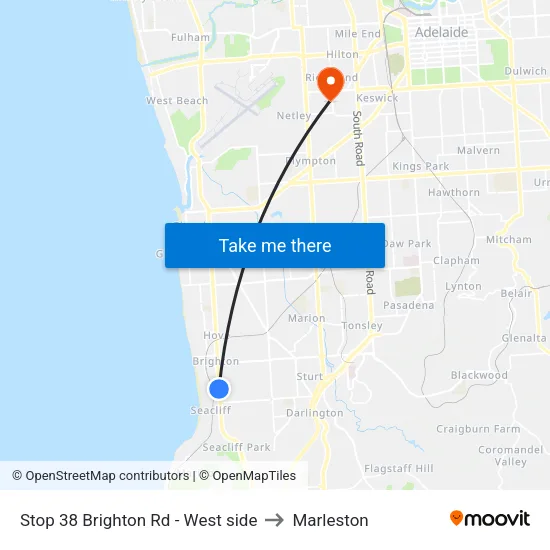 Stop 38 Brighton Rd - West side to Marleston map