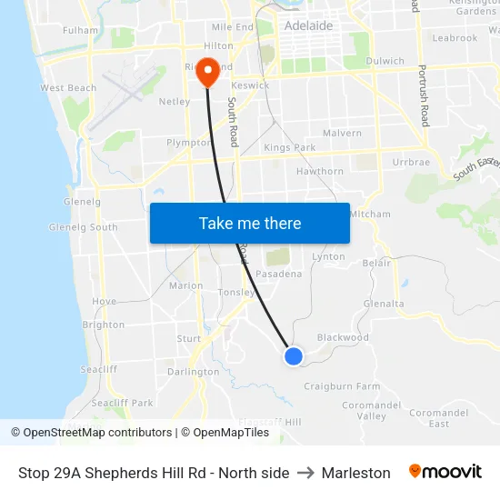 Stop 29A Shepherds Hill Rd - North side to Marleston map