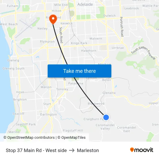 Stop 37 Main Rd - West side to Marleston map