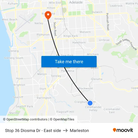 Stop 36 Diosma Dr - East side to Marleston map