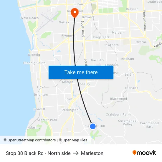 Stop 38 Black Rd - North side to Marleston map