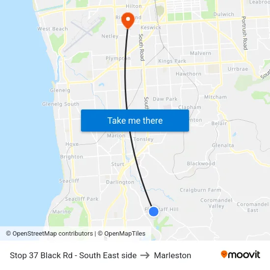 Stop 37 Black Rd - South East side to Marleston map