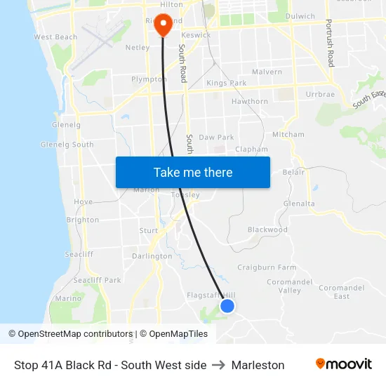 Stop 41A Black Rd - South West side to Marleston map