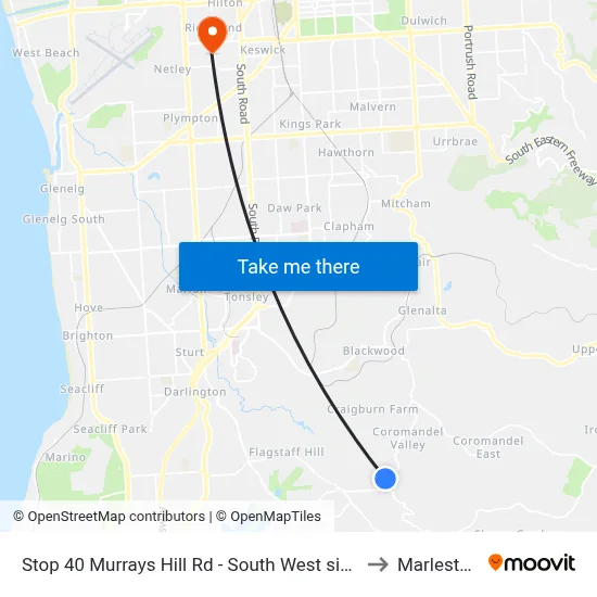Stop 40 Murrays Hill Rd - South West side to Marleston map