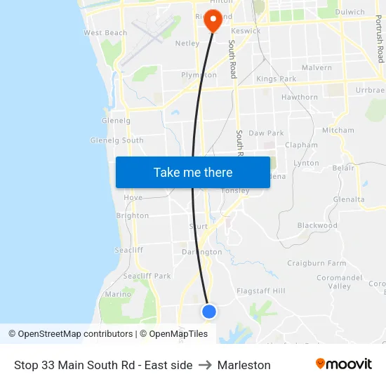 Stop 33 Main South Rd - East side to Marleston map