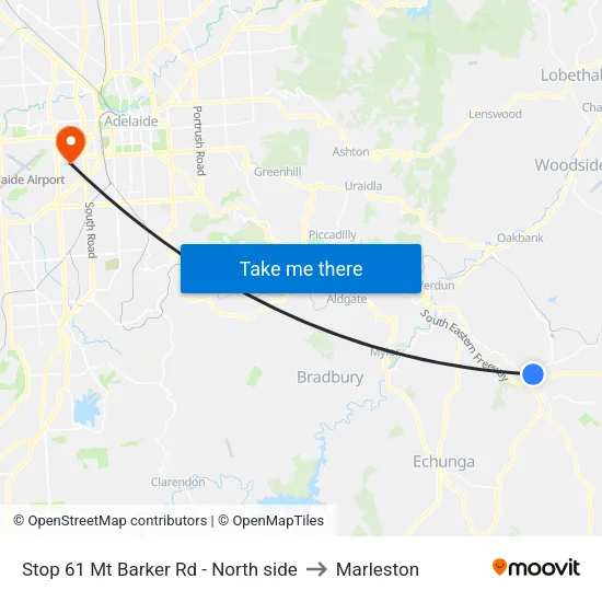 Stop 61 Mt Barker Rd - North side to Marleston map