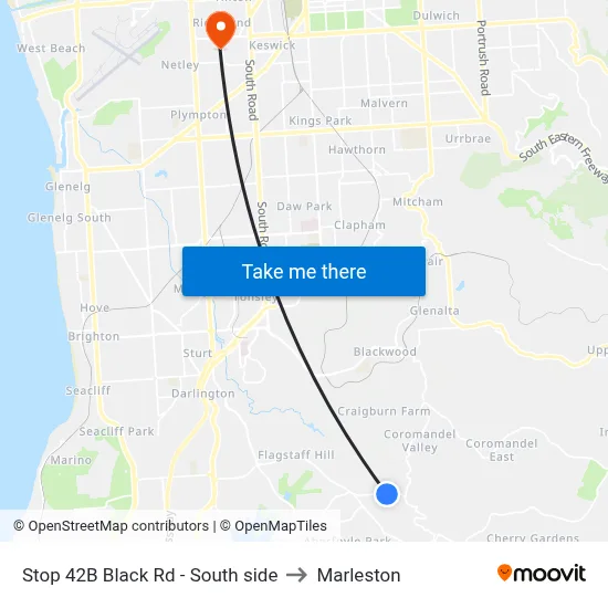 Stop 42B Black Rd - South side to Marleston map