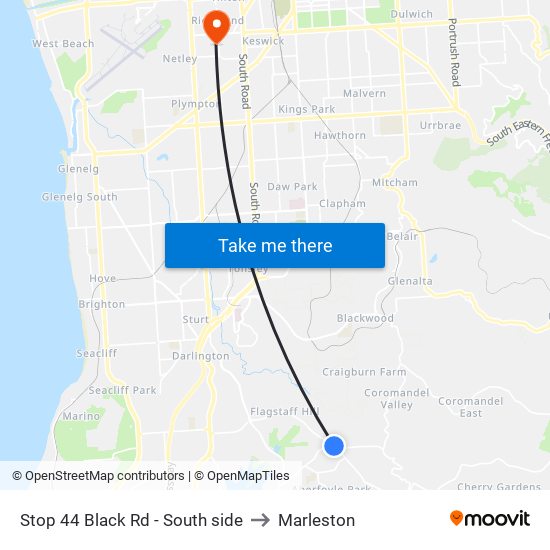 Stop 44 Black Rd - South side to Marleston map