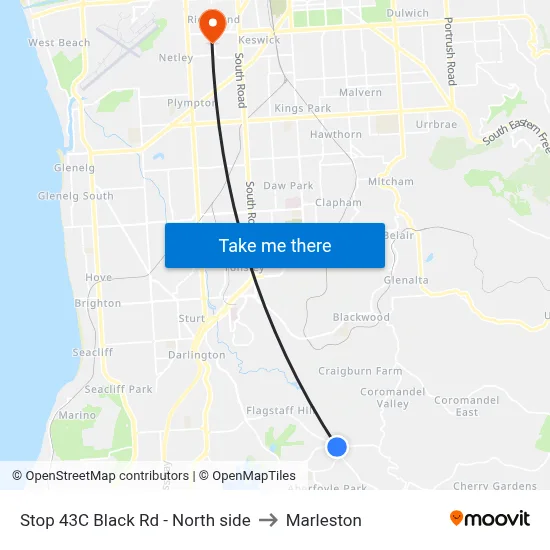 Stop 43C Black Rd - North side to Marleston map