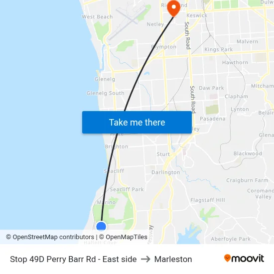 Stop 49D Perry Barr Rd - East side to Marleston map
