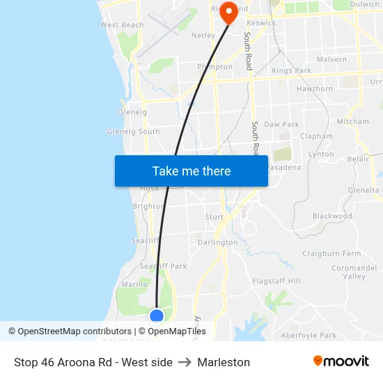 Stop 46 Aroona Rd - West side to Marleston map