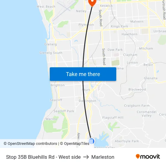 Stop 35B Bluehills Rd - West side to Marleston map