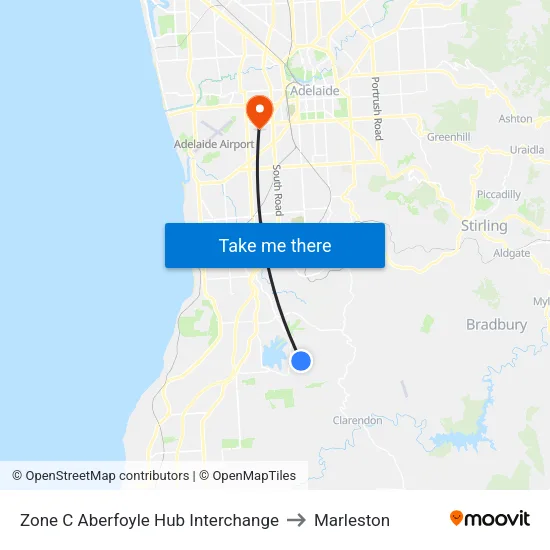 Zone C Aberfoyle Hub Interchange to Marleston map