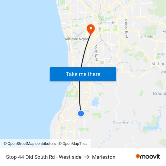 Stop 44 Old South Rd - West side to Marleston map