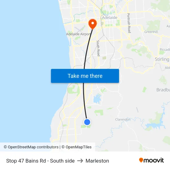 Stop 47 Bains Rd - South side to Marleston map