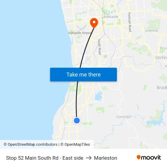 Stop 52 Main South Rd - East side to Marleston map