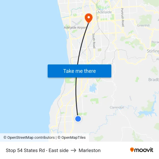 Stop 54 States Rd - East side to Marleston map