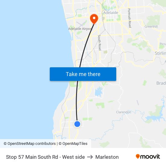 Stop 57 Main South Rd - West side to Marleston map