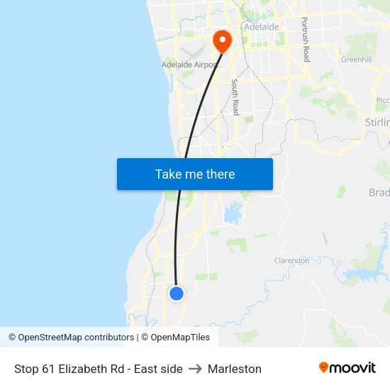 Stop 61 Elizabeth Rd - East side to Marleston map