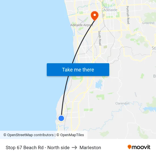Stop 67 Beach Rd - North side to Marleston map