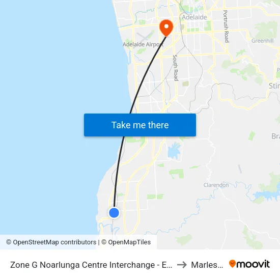 Zone G Noarlunga Centre Interchange - East side to Marleston map