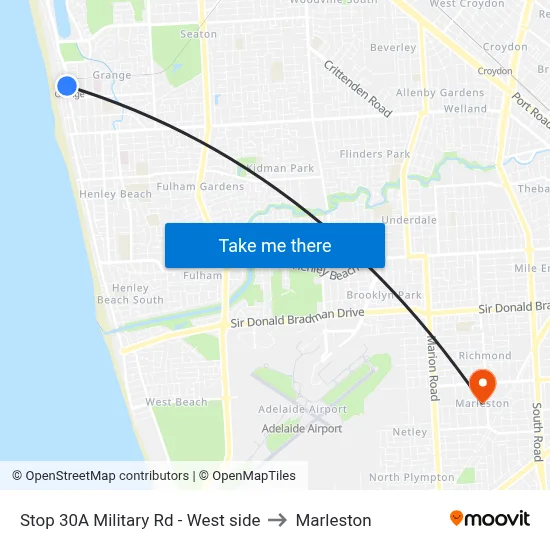 Stop 30A Military Rd - West side to Marleston map