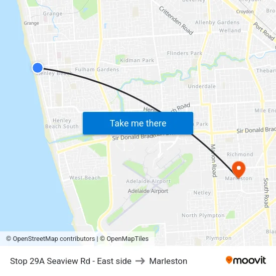 Stop 29A Seaview Rd - East side to Marleston map