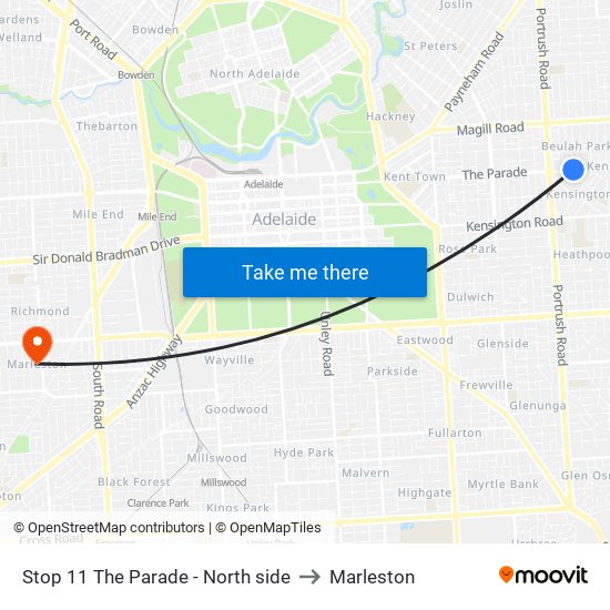 Stop 11 The Parade - North side to Marleston map