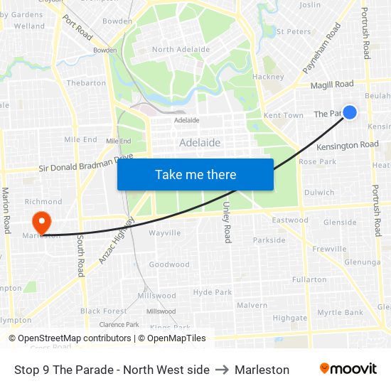 Stop 9 The Parade - North West side to Marleston map