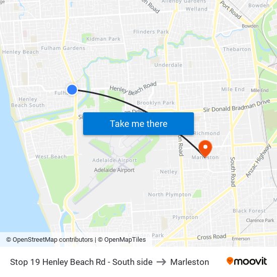 Stop 19 Henley Beach Rd - South side to Marleston map