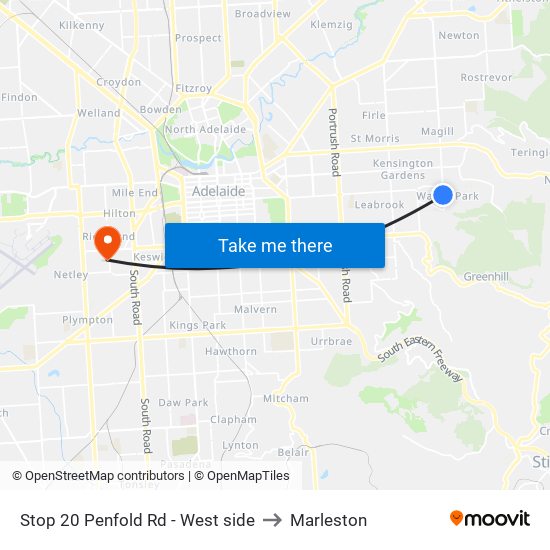 Stop 20 Penfold Rd - West side to Marleston map