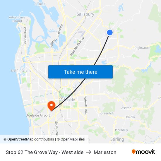 Stop 62 The Grove Way - West side to Marleston map