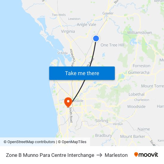 Zone B Munno Para Centre Interchange to Marleston map