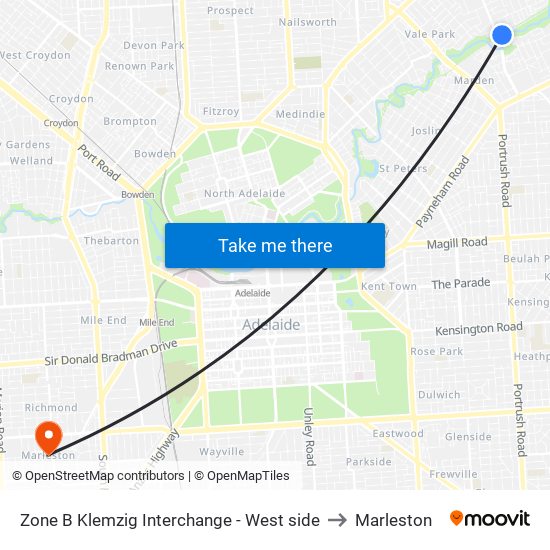 Zone B Klemzig Interchange - West side to Marleston map