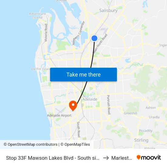 Stop 33F Mawson Lakes Blvd - South side to Marleston map