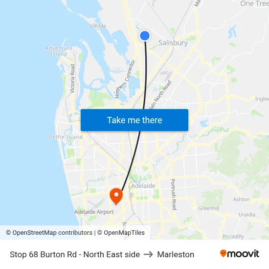 Stop 68 Burton Rd - North East side to Marleston map