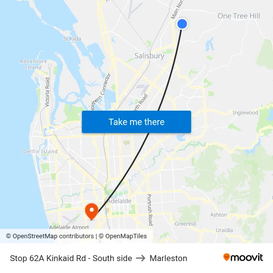 Stop 62A Kinkaid Rd - South side to Marleston map