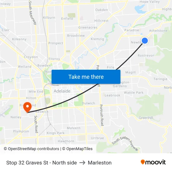 Stop 32 Graves St - North side to Marleston map