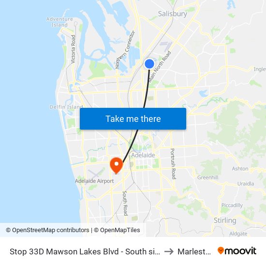 Stop 33D Mawson Lakes Blvd - South side to Marleston map