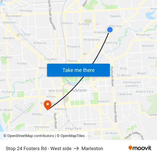 Stop 24 Fosters Rd - West side to Marleston map