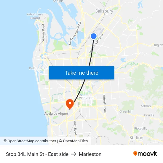 Stop 34L Main St - East side to Marleston map